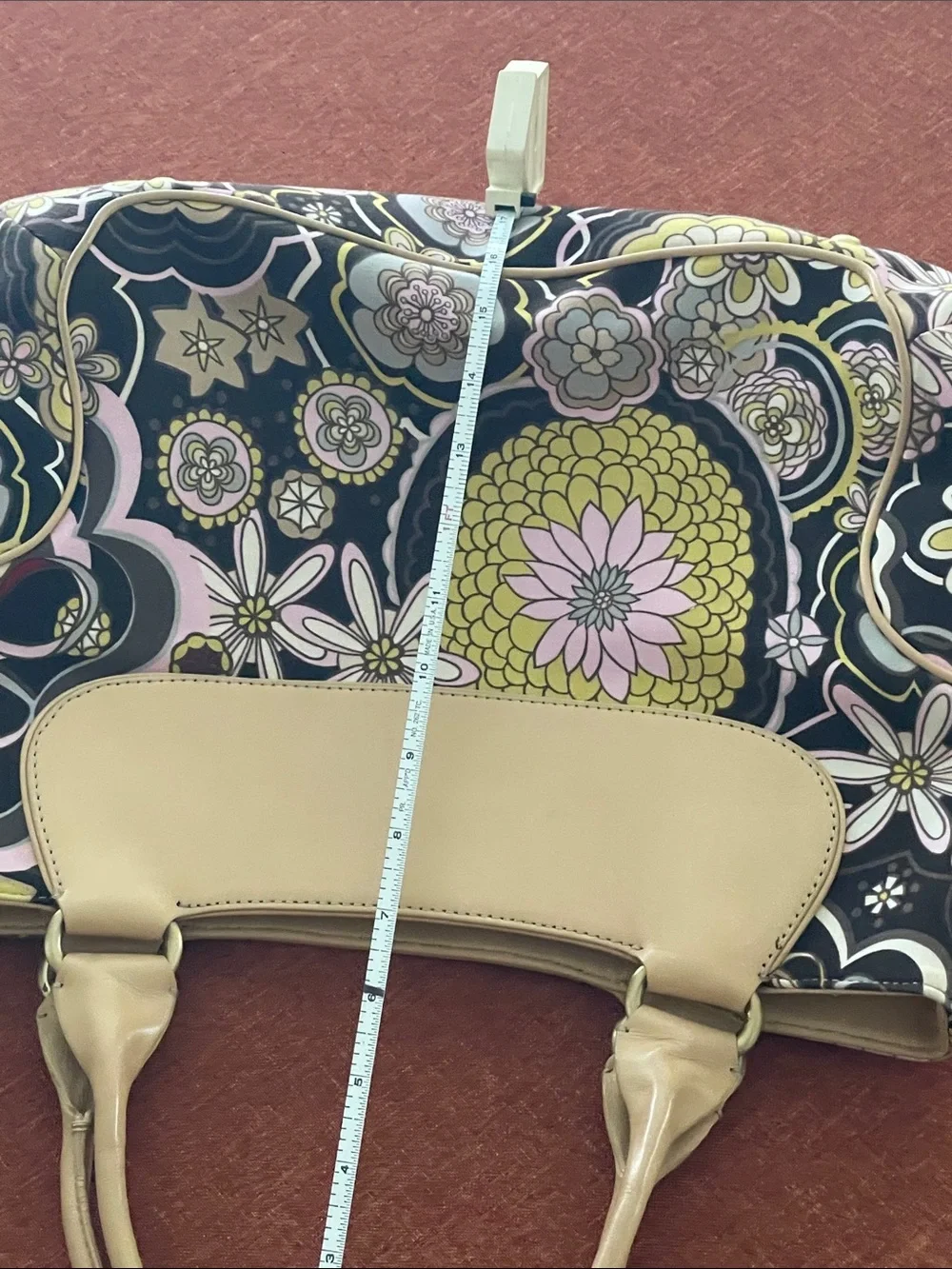 Cole Hasn Floral Pattern Bag with Beige Trim